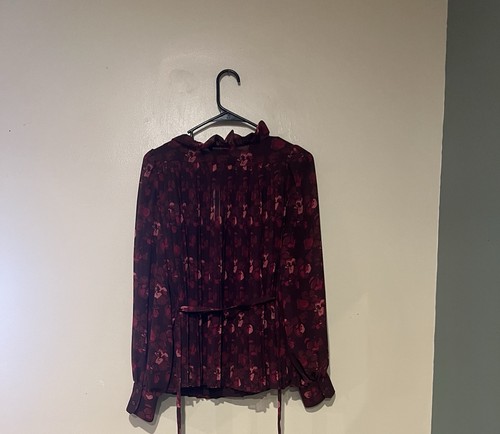 Blusa Banana Republic Chifón Plisada Floral Mujer Pequeña Grande Roja Bohemia - Imagen 9 de 10