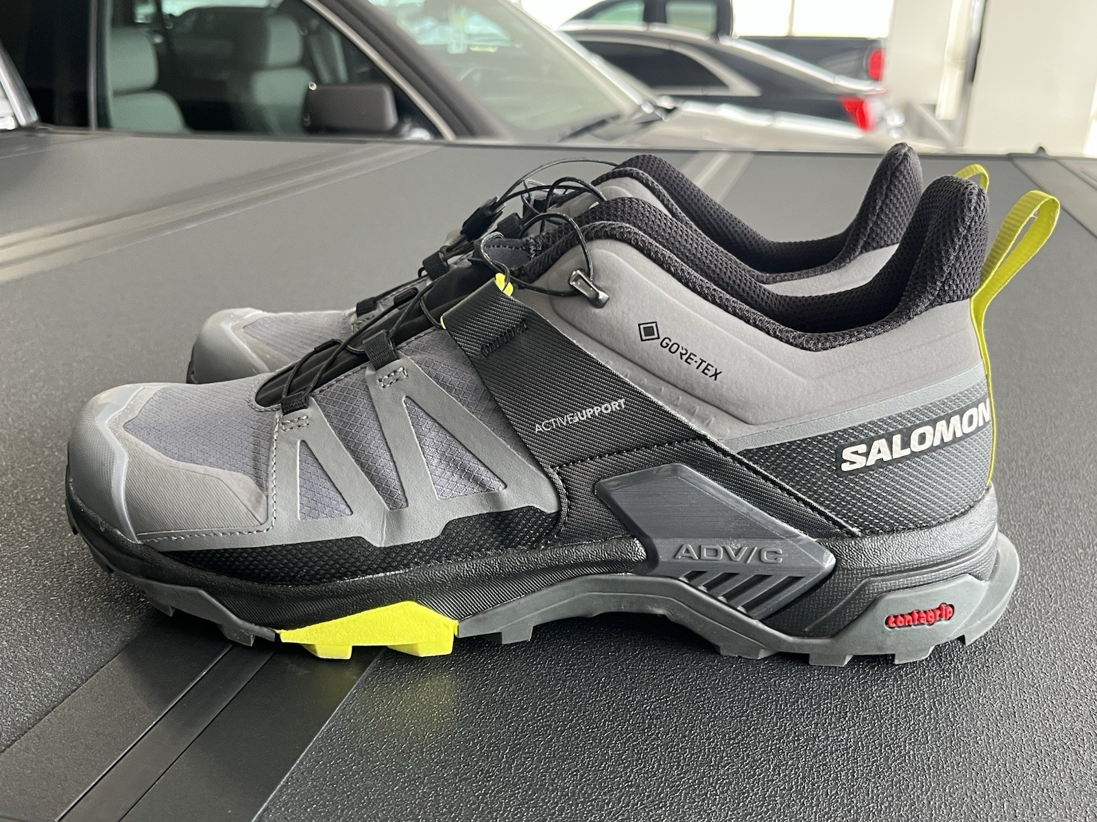 Scarpe Salomon X Ultra 4 GTX Uomo Taglia 11 Nero Grigio Giallo Gore Tex Escursionismo Trail