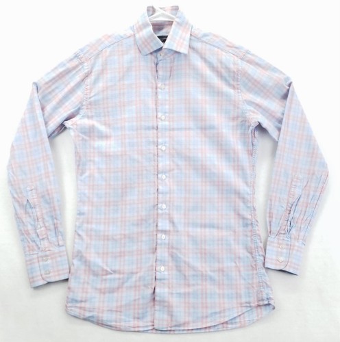 Proper Cloth Shirt Mens 14.5 Blue Pink Plaid Novara Check Button Down Cotton - Picture 1 of 10