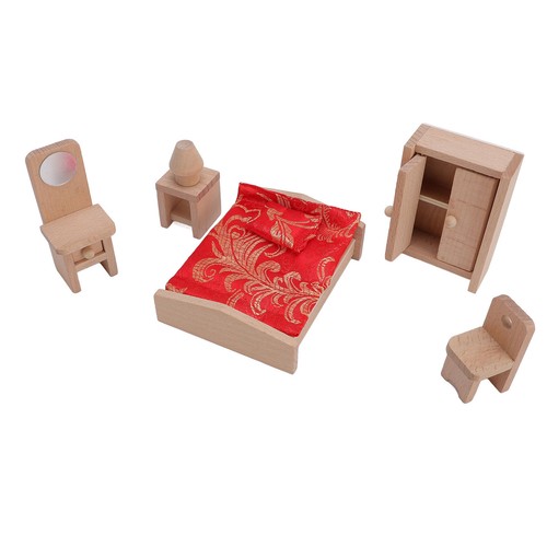 Wooden Dollhouse Bedroom Furniture Set Simulation Miniature Furniture Toy Set - Bild 15 von 24