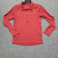 Under Armour Youth XL Quarter Zip Pullover Long Sleeve Coral Red Loose Fit