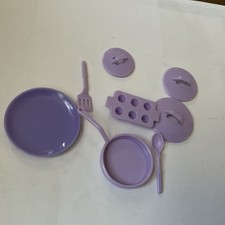 1980  s Vintage Barbie Kitchen Lavender Dishes