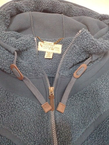 Koolaburra by UGG Navy Blue Sherpa Fleece Cropped Bomber Hoodie Jacket Medium - Picture 3 of 8
