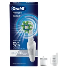 Oral-B Braun Pro 1000 Rechargeable Electric Toothbrush Remove 300% More Plaque
