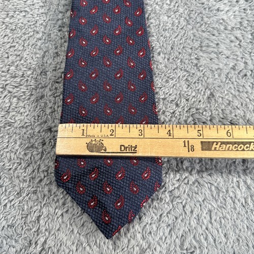 Corbata de seda Daniel Cremieux edición limitada para hombre cachemira azul rojo seda Italia - Imagen 8 de 8