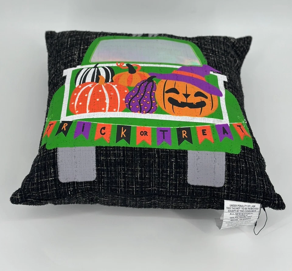 Trick-Or-Treat 万圣节枕头 20X20 南瓜和猫装饰 Envougekids 复古 Y2K — 第 3/4 张图片