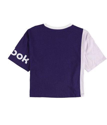 Reebok Womens Color Block Logo Crop Graphic T-Shirt, Purple, Small - 第 2/2 張圖片