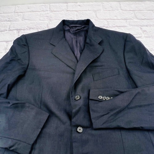 Hickey Freeman 100% Wool Single Breasted Blazer Jacket 44 Long Dark Blue - Picture 2 of 11