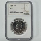 1954 Franklin Half Dollar 50C NGC PF67 US Silver Coin