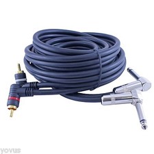 Dual RCA right angle Male Plug to 2 MONO Male 1/4" inch Y Splitter audio Cable