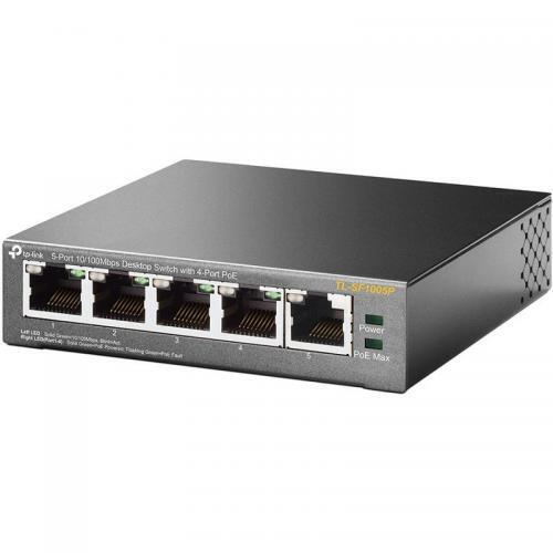 TP-LINK TL-SF1005P, 5-Fast Ethernet Switch, Unmanaged, RJ45 Base-T, Black - Picture 2 of 4