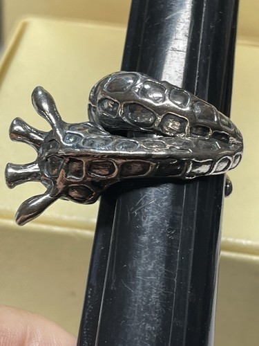 Giraffe Hug Ring Sterling Silver 19.8 Grams Phenomenal Detail & Design - Picture 11 of 16