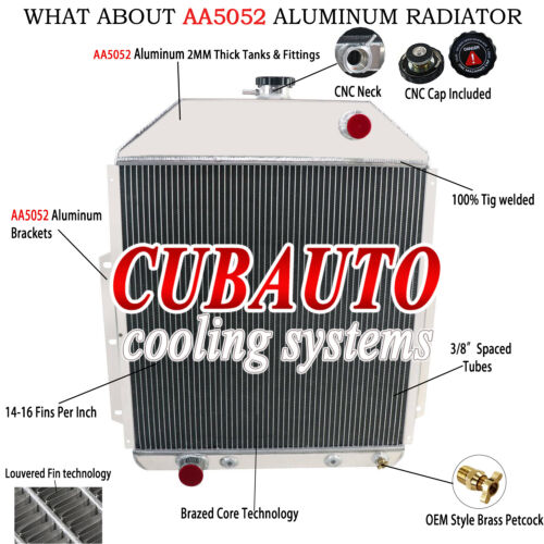 4 Rows Aluminum Radiator For 1942-1952 Ford F1 F2 F3 F4 Pickup Ford Engine 1951 - Picture 1 of 13