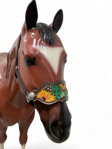 Bronc Halter for Horses, Decorated with cactus conchos with sunflower and cactus - Picture 2 of 4