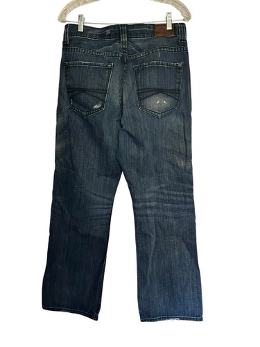 Express Jeans Men 32x30.5 Blue Denim Pants Blake Loose Fit Boot Cut Grunge - Picture 2 of 10