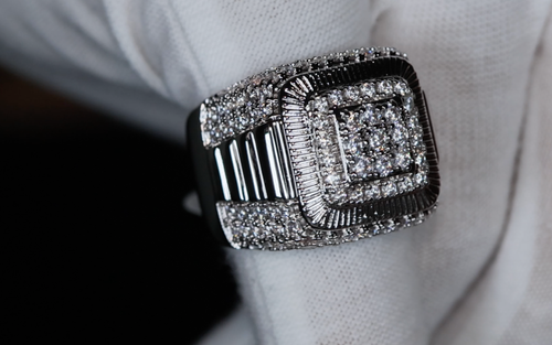 Mens Hip Hop Ring | Simulated Diamond Ring | Mens Iced Out Ring | Mens Big Ring - Picture 3 of 11