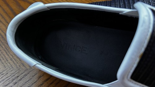 Vince Bram Animal Print Snake-Embossed Slip-On Sneaker - Black/White  8.5 - Picture 9 of 11