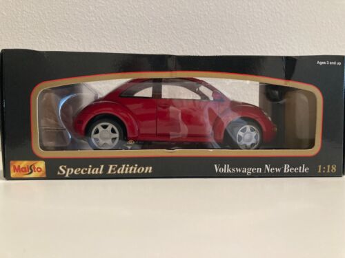 VW New Beetle 1998 Red Maisto Special Edition 1:18 Diecast Model Car - Boxed - Picture 3 of 6