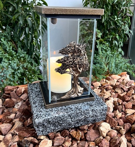Grablaterne Sockel Grablampe Grableuchte Grablicht Grabschmuck Baum Granit Neu - Bild 4 von 15