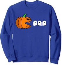 Funny Halloween Pumpkin Eating Ghost Gamer Tee Unisex Crewneck Sweatshirt