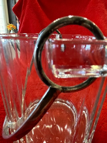 Depression Era Barware Heavy Paneled Ice Bucket with Silverplate Handle 5"t - Picture 6 of 9