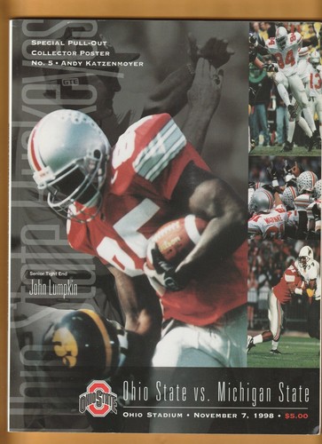 1998 Ohio State Buckeyes Michigan State Football Program John Lumpkin B5