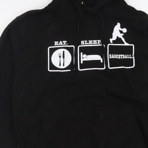 Felpa con cappuccio pullover da uomo nera cotone taglia S - basket - Foto 11 di 12