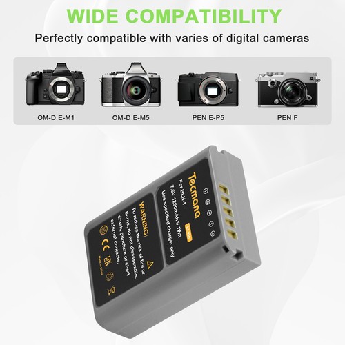 2Pack 7.6V BATTERY + DUAL CHARGER FOR OLYMPUS EM5 E-M5 II OM-D E-M1 BLN-1 HLD-6 - Picture 5 of 14