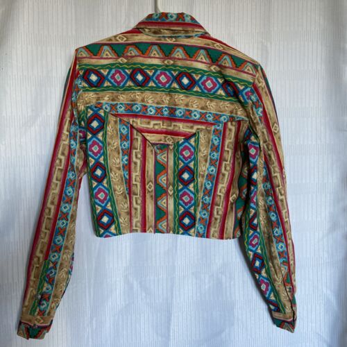 Vintage Rodeo Western Wear Women Multicolor Cotton Cropped Western Shirt Sz. S - Picture 2 of 12
