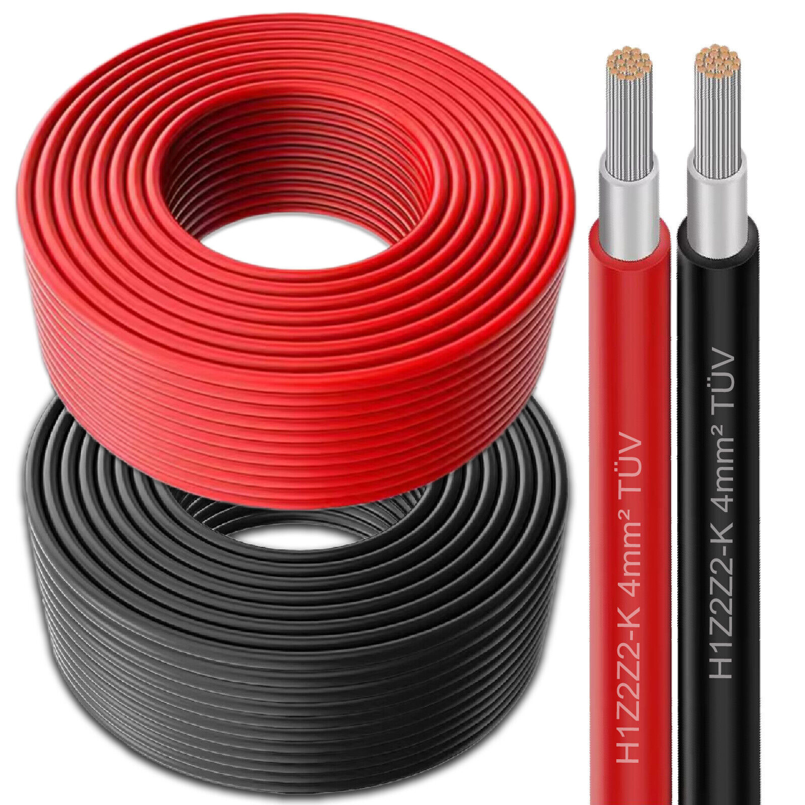 Solar Kabel für Solarmodule Solarleitung Solarkabel Schwarz Rot 4mm² 6mm² PV