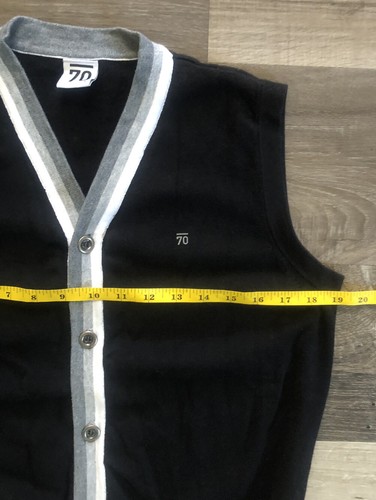 Sub 70 Men’s Button Down Golf Vest Black Knit Gray Striped Trim M - Bild 11 von 12