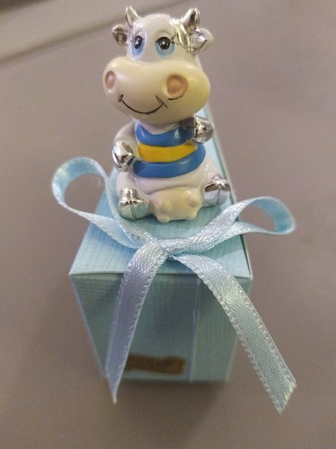 24 PZ BOMBONIERA NASCITA BATTESIMO ANIMELETTI MUCCA TOPOLINO CAGNOLINO GATTINO - Foto 5 di 5