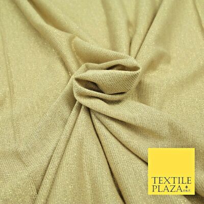 Gold Beige Glitter Shimmer Stretch Soft Rayon Jersey Dress Fabric