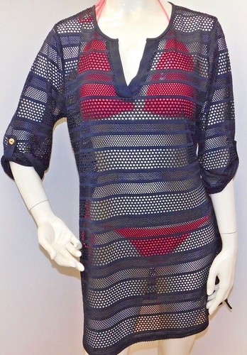 Leo & Nicole ladies V-neck long Sleeve mesh Swim beach Cover up kimono bnwt - Picture 15 of 16