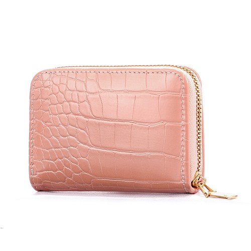 Women's Leather Credit Card Holder Accordion Style Zip Around Wallet - Picture 13 of 14