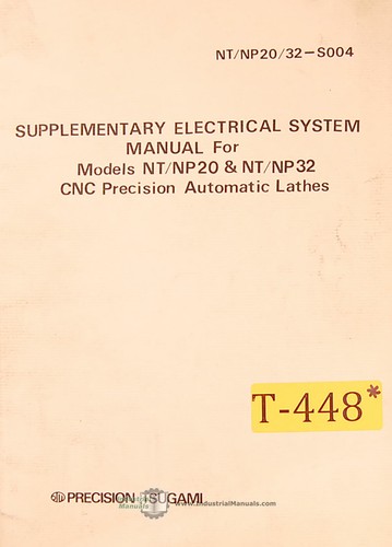 Tsugami NT SP20 NT NP32 Lathes Impianto Elettrico Manuale Anno (1992)