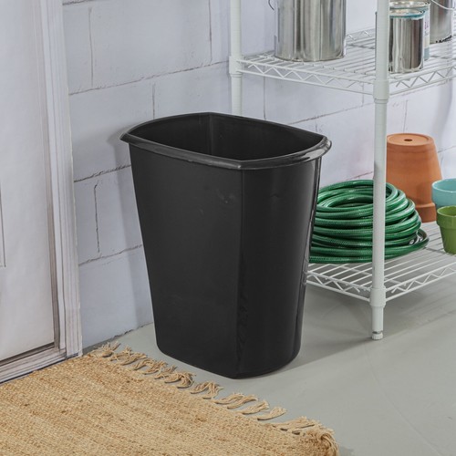10 Gal. Rectangular Wastebasket Versatile Plastic Bathroom Classroom Polished - Picture 3 of 5