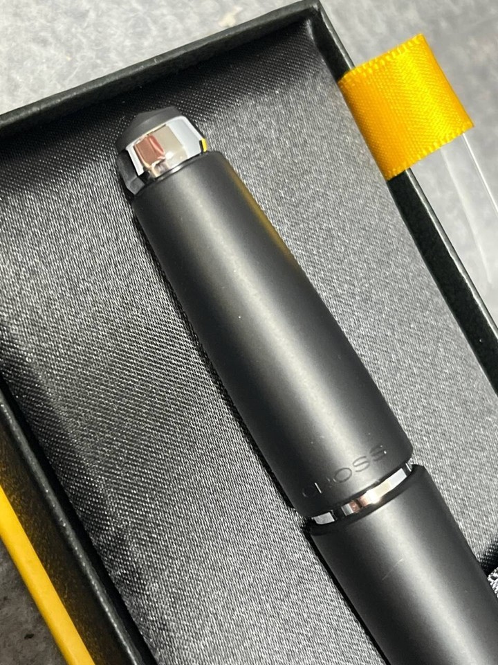 CROSS EDGE JET BLACK GEL INK ROLLERBALL PEN WITH CHROME eBay