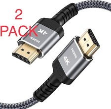 2 Pack 4K HDMI Cable 15FT, 2.0 High Speed 18Gbps HDMI Braided Cord 15 feet ea.