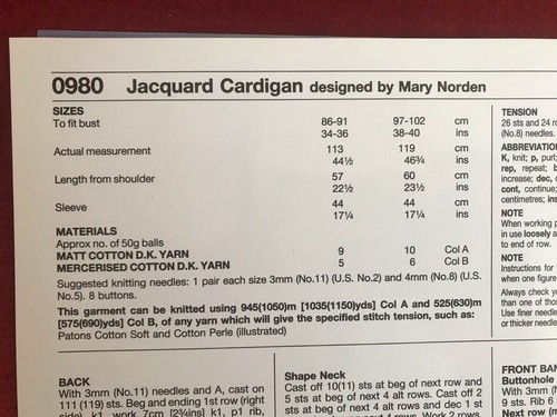 1986 Style Original Womens Cotton Perle Jumper Cardigan Knitting Patterns 732.3 - Picture 3 of 5
