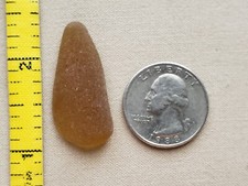 GENUINE PURE BEACH SEA GLASS SURF TUMBLED CHOCO BROWN HONEY FROSTED PENDANT L1