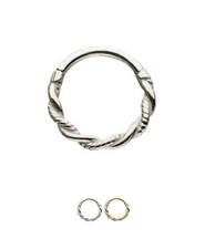 316L Surgical Steel Hinged Septum Clicker Daith Nose Ring Twisted Hoop 18G