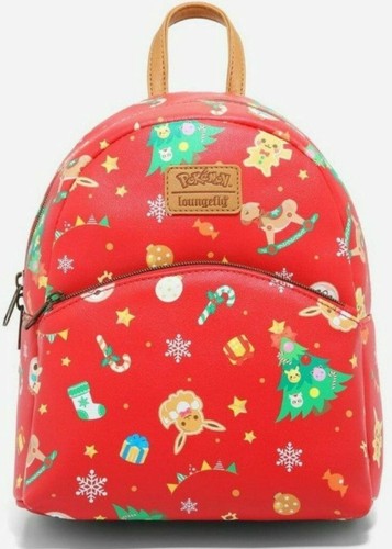 Mini Mochila Loungefly Pokemon Navidad Pikachu Eevee Vacaciones Anime NUEVA - Imagen 1 de 5