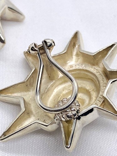 Pendientes Tiffany & Co RAROS Plata Estrella del Sol Concha Marina 35MM Ancho Clip On - Imagen 4 de 10