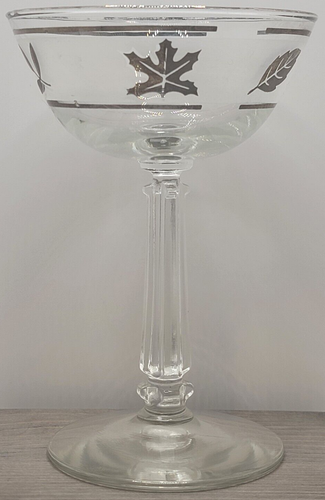 Libbey Glass Company Silver Leaf Silver Tone Champagne Tall Sherbet Glasses (4) - Picture 5 of 7