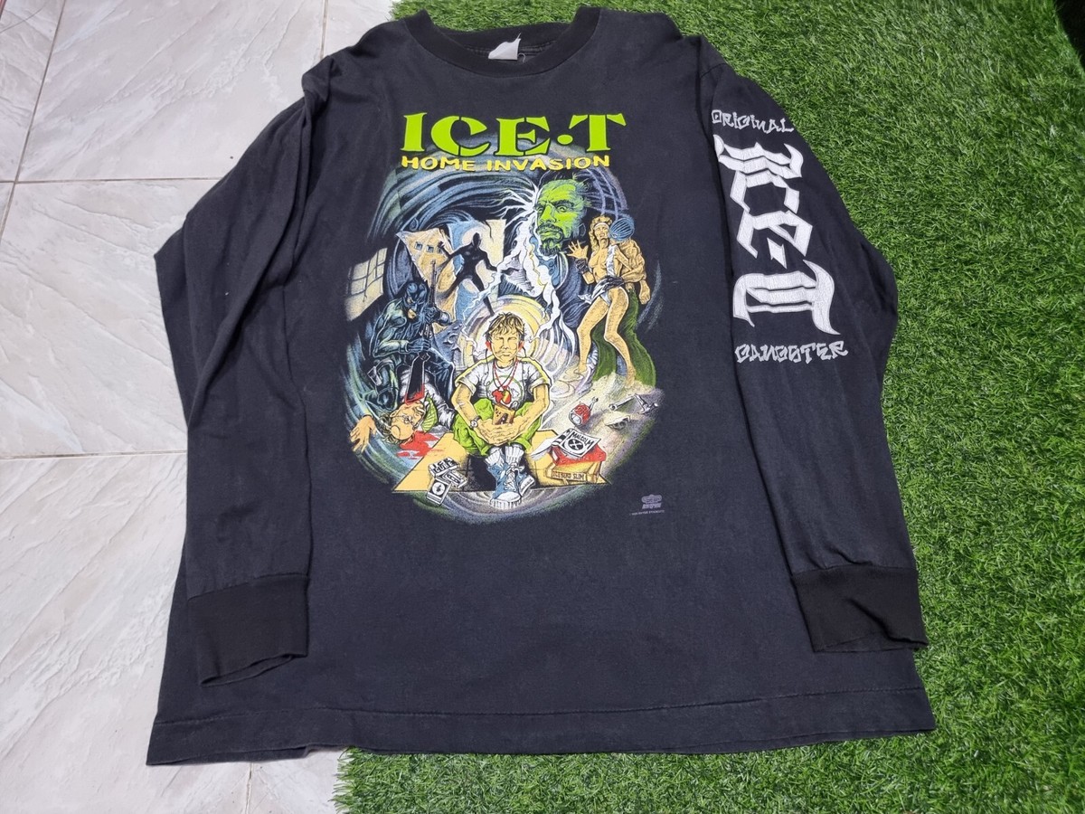rare vintage 90s Ice T Home Invasion Rap tee Long sleeve t Shirt