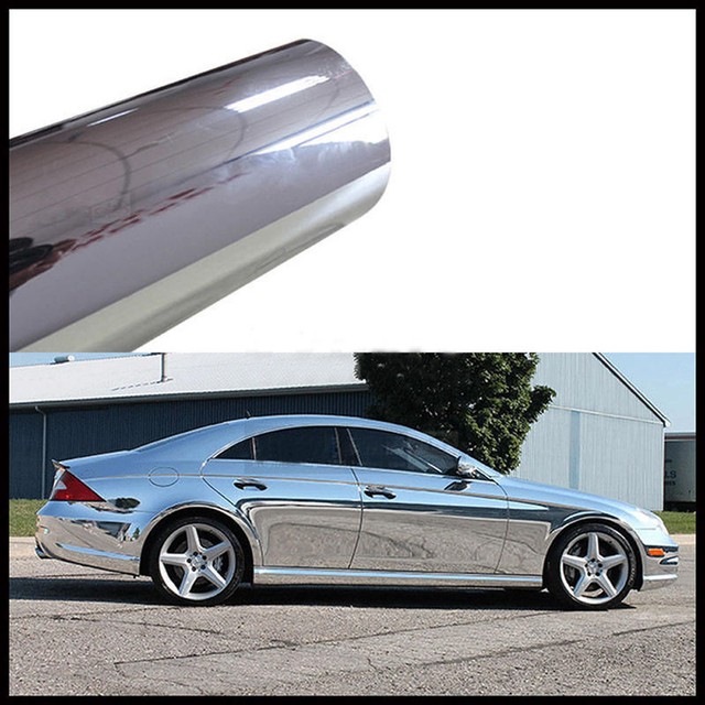 1x Roll Car Diy Silver Chrome Mirror Vinyl Wrap Stickers 1x Roll New Car Diy Silver Chrome Mirror Vinyl Wrap Stickers Decal Mh