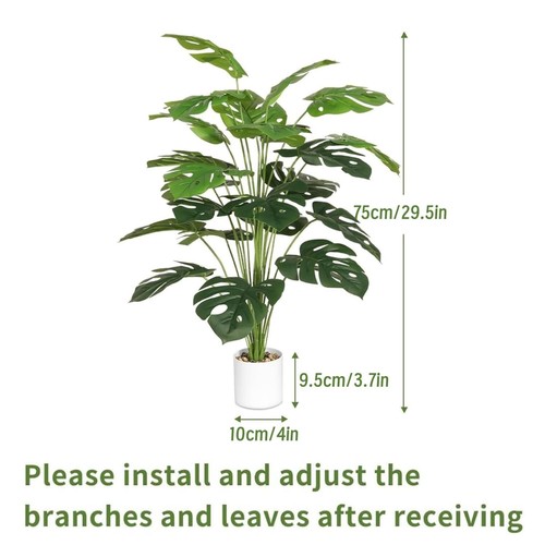 2 Pack 75cm Artificial Monstera Tree Fake Plant in Pot Indoor Outdoor Home Decor - Picture 3 of 6