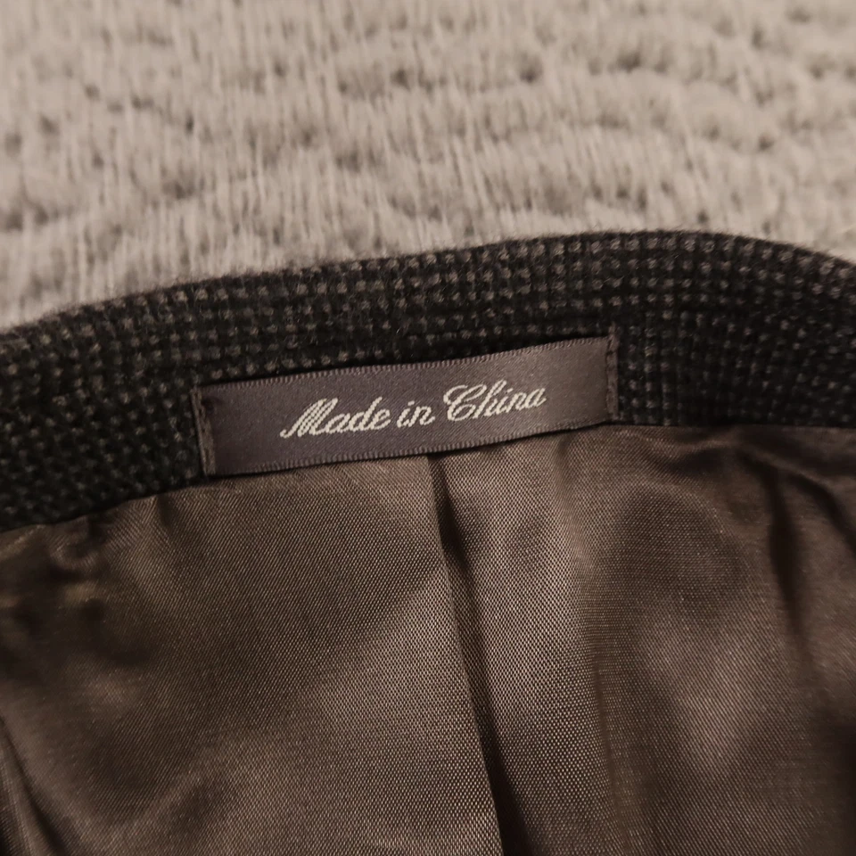 Chaqueta Oscar de la Renta M Negra Gris Cuadros Ojo de Pájaro 100% Lana Blazer 42S Foto 3 de 4