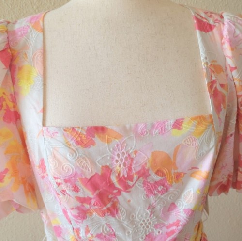 Neu mit Etikett Eliza J Frühling Baumwollkleid mit Ösen Blumendruck rosa Größe 8 - Bild 7 von 12